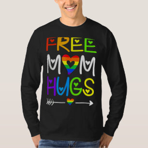 T-shirt Free Mom Hugs Rainbow Heart Lgbt Pride Mois T