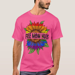 T-shirt Free Mom Hugs Sunflower Rainbow Fierté LGBT Pr