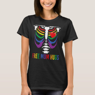 T-shirt Free Mom Hugues Skeleton Rainbow Lgbt Lesbian Gay