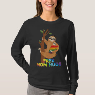 T-shirt Free Papa Hugs Rainbow Sloth Lgbt Pride Gay Lesbia