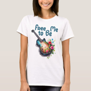T-shirt Free to Be Me Floral Guitare