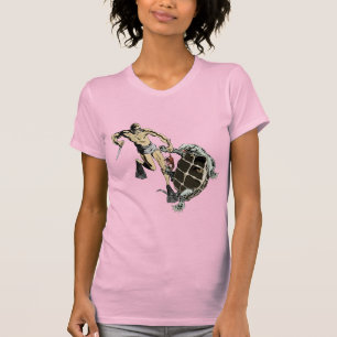 T-shirt Freediving Diver Combattre une tortue pour un homa