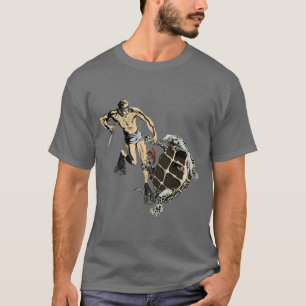 T-shirt Freediving Diver Combattre une tortue pour un homa