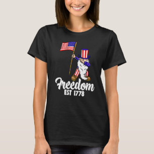 T-shirt Freedom EST 1778 Femmes Amérique Drapeau Amour