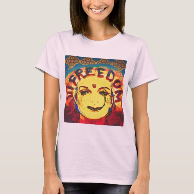 T-shirt Freedom Face souriante jaune (Devant)