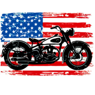 T-shirt Freedom Ride : Drapeau américain avec moto