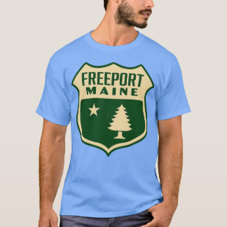 T-shirt Freeport Maine Arbre à pin rétro Bouclier Tan