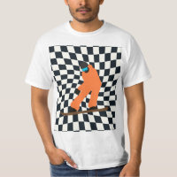 Freeride Snowboardeur En Costume Orange À damiers