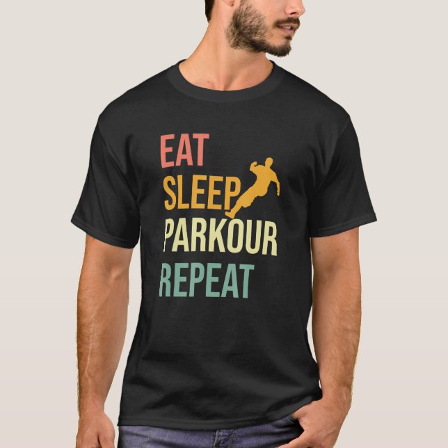 T-shirt Freerunner Manger Parkour Sommeil Sport Répéter (Devant)