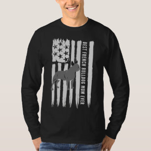 T-shirt French Buldog Frenchie Mom Drapeau américain