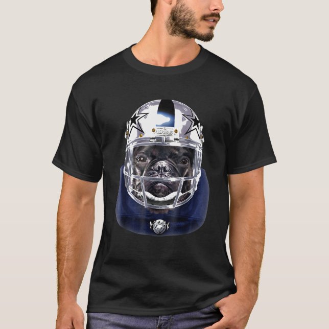 T-shirt French Bull Dog Dans Le Casque D'Argent De Footbal (Devant)
