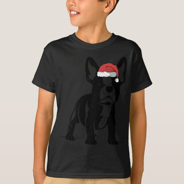 T-shirt French Bull Dog Santa Hat mignon Amoureux des chie (Devant)