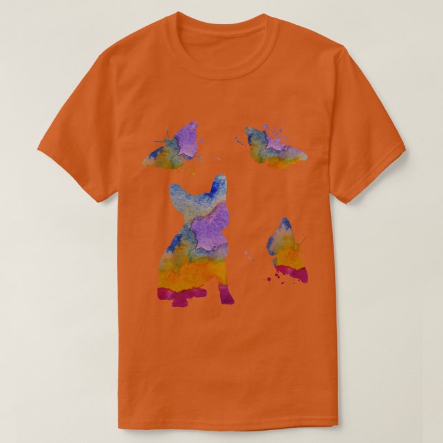T-shirt French Bulldog Art French Chien Papillons (Design devant)