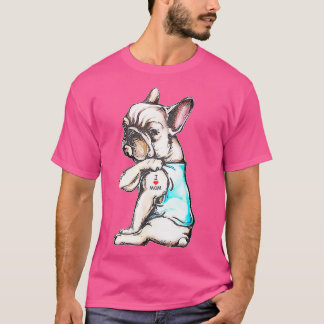 T-shirt French Bulldog attoo I Love Mom Funny Chien Mother