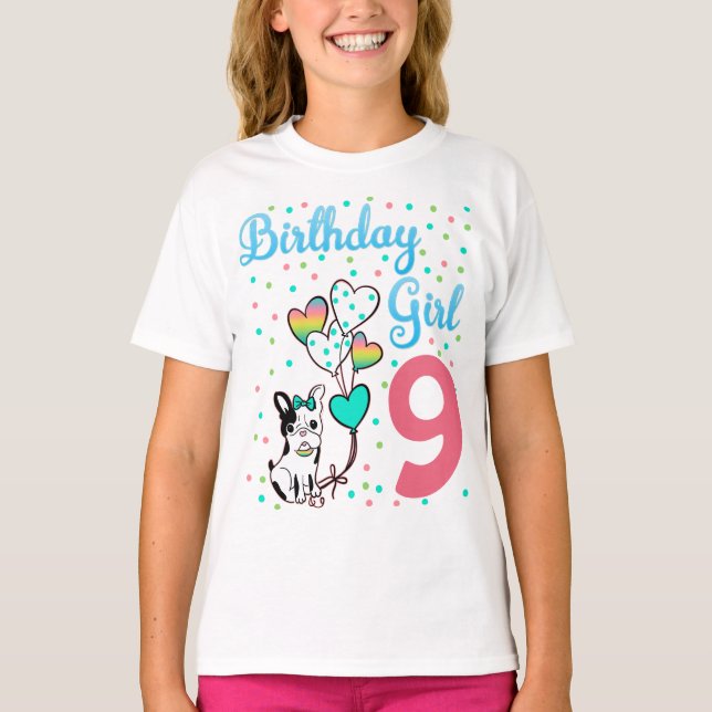 T-shirt French Bulldog Birthday Party French Girl Outlet (Devant)