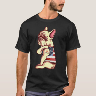 T-shirt French Bulldog Chien Tattoo J'aime papa Fête des p