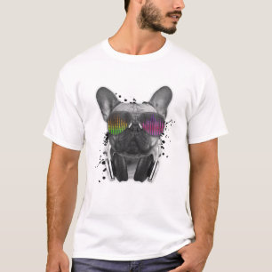 T-shirt French Bulldog Deejay Cool DJ Amoureux des chiens 