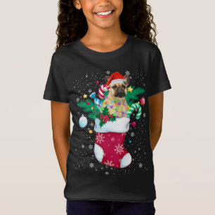 T-Shirt French Bulldog In Sock Funny Christmas Pajama Sant