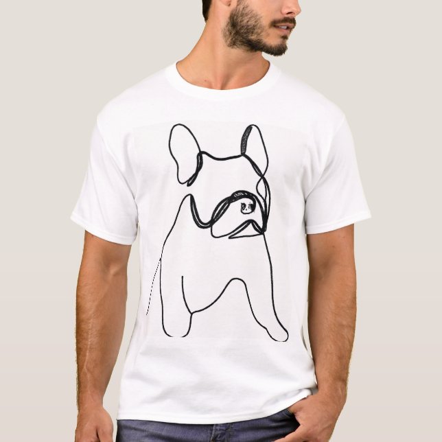 T-shirt french bulldog one-line draw (Devant)