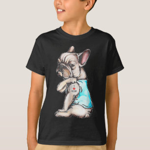 T-shirt French Bulldog Tattoo I Love Mom Funny Chien Mothe