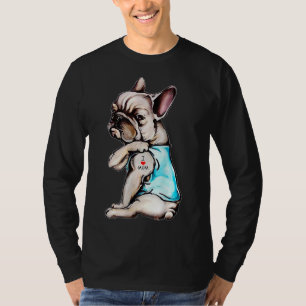 T-shirt French Bulldog Tattoo I Love Mom Funny Chien Mothe