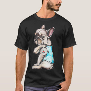 T-shirt French Bulldog Tattoo I Love Mom Funny Chien Mothe