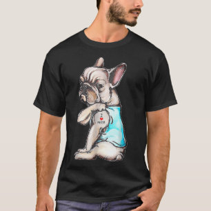 T-shirt French Bulldog Tattoo I Love Mom Funny Chien Mothe