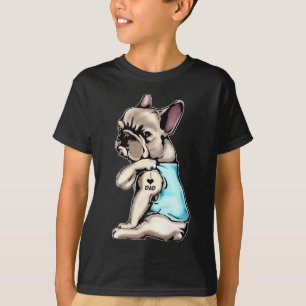 T-shirt French Bulldog Tattoos I Love Papa assis Cadeau Gr
