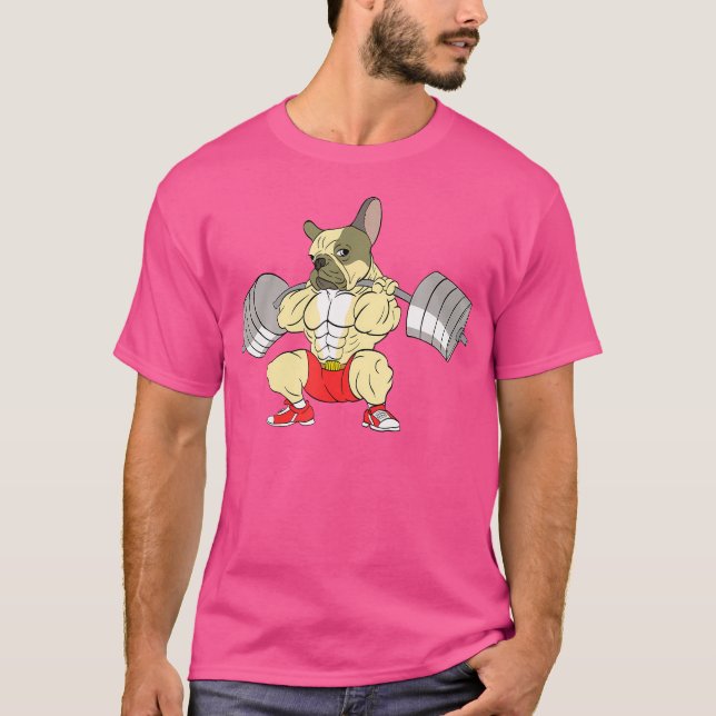 T-shirt French Bulldog Weightlifting Funny Deadlift (Devant)