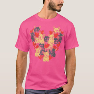 T-shirt French Bulldogs Hearts Cute Valentines Day Frenchi