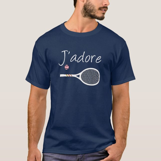 T-shirt French Chic J'adore Tennis Player Design (Devant)