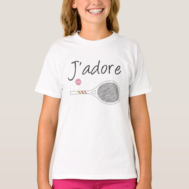 T-shirt French Chic J'adore Tennis Player Design (Devant)