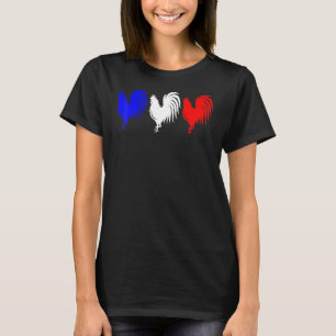 T-shirt French Flag Rosters Blue White Red Cockerel Franc
