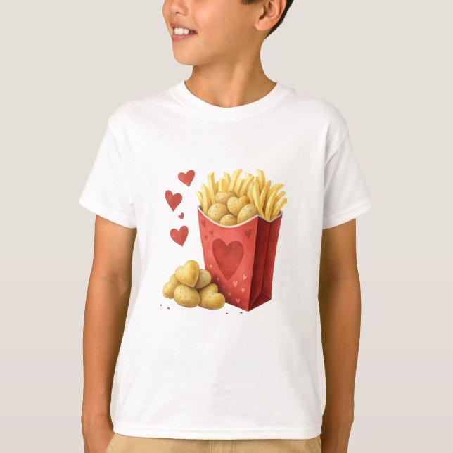 T-shirt French fry carton with heart-shaped potatoes (Devant)