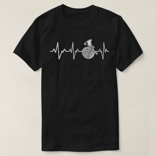 T-shirt French Horn Heart beat Gift Instrument Horn Player (Design devant)
