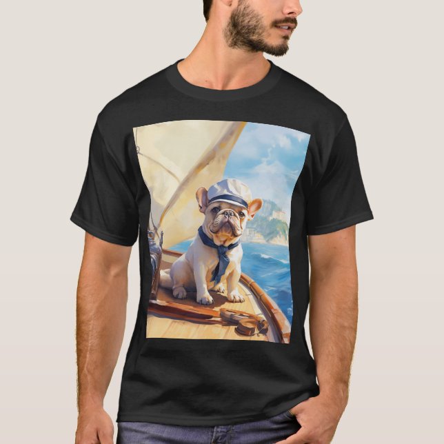 T-shirt Frenchie sur un yacht (Devant)