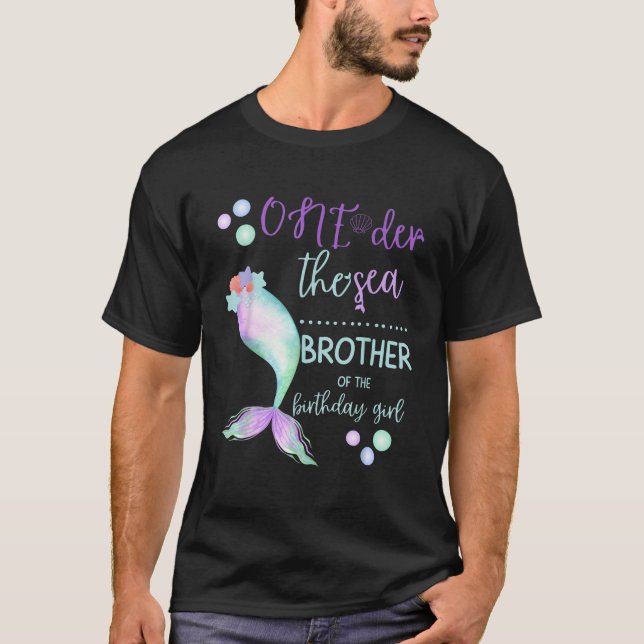 T-shirt Frère 1er Anniversaire Sirène Autour De La Famille (Devant)