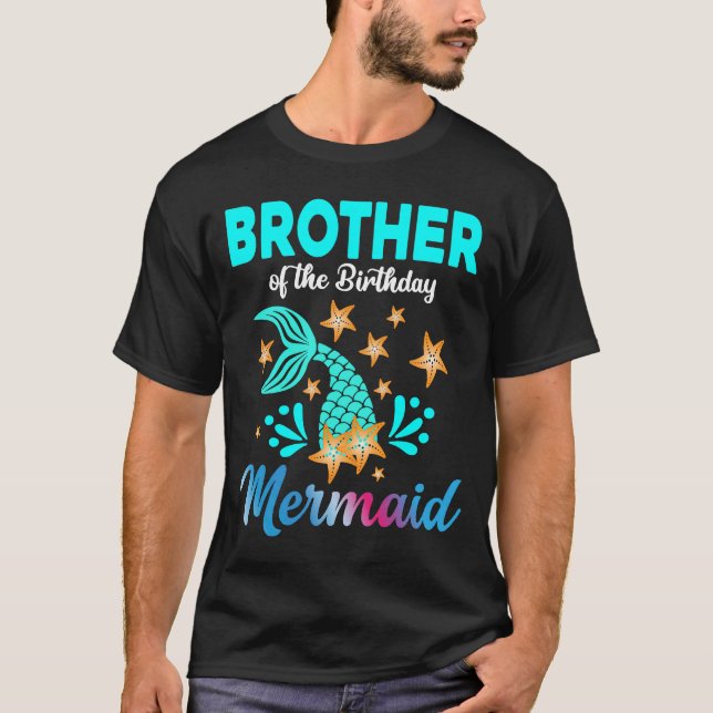 T-shirt Frère De La Famille De Sirène Anniversaire (Devant)