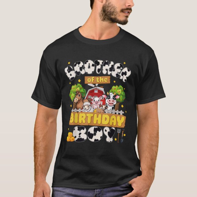 T-shirt Frère De L'Anniversaire Boy Farm Famille Correspon (Devant)