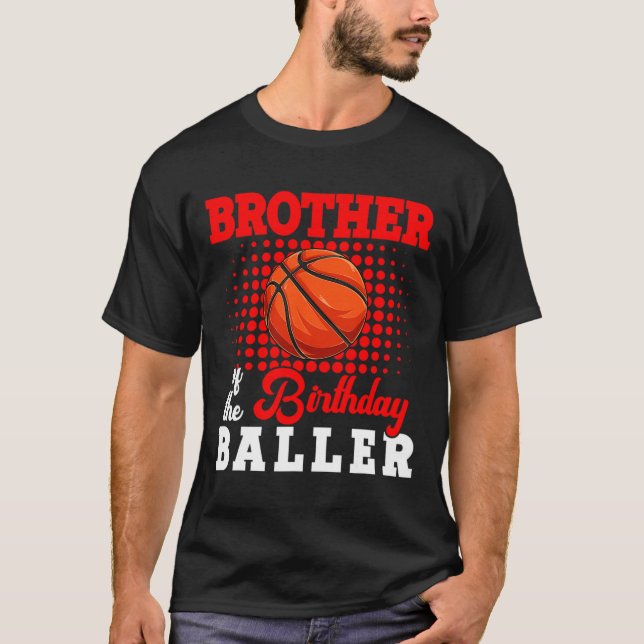 T-shirt Frère De L'Anniversaire Bysketbyll Joueur Lover Ma (Devant)