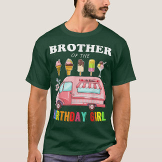 T-shirt Frère De L'Anniversaire Fille Crème Glace Annivers