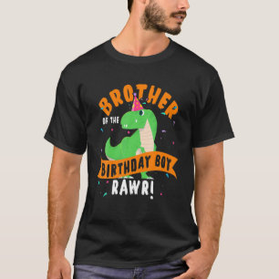 T-shirt Frère De L'Anniversaire Garçon Dinosaur Drôle M