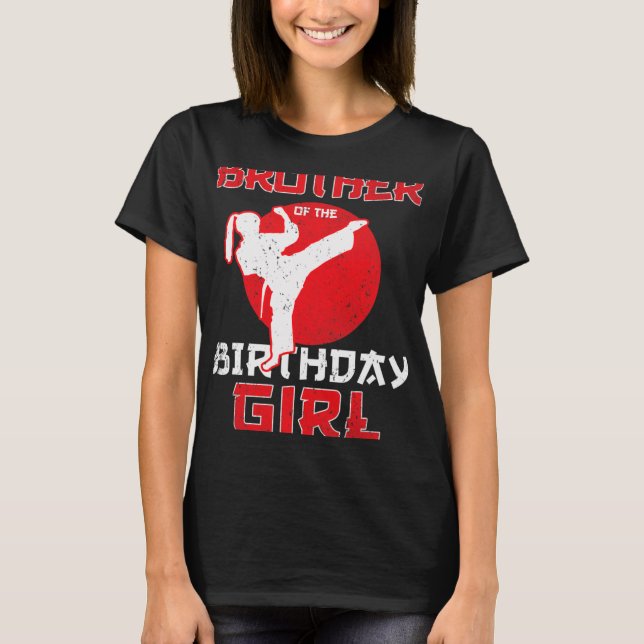 T-shirt Frère De L'Anniversaire Karate Taekwondo Girl Mart (Devant)