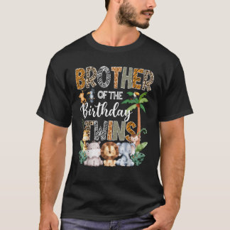 T-shirt Frère De L'Anniversaire Twins Safari Jungle Animal