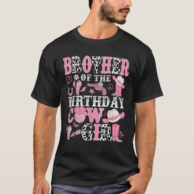 T-shirt Frère De L'Anniversaire Vache Fille Rodéo Vache Fi (Devant)