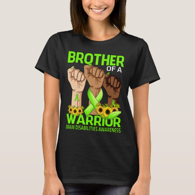 T-shirt Frère De Main D'Un Guerrier Handicap Cerveau (Devant)