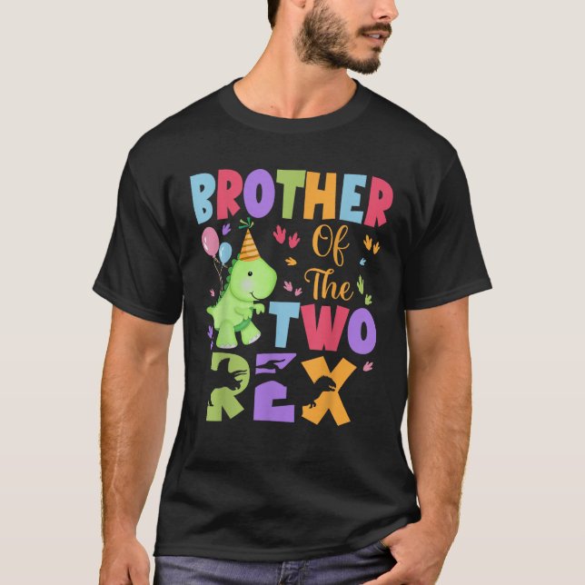 T-shirt Frère Des Deux Rex Anniversaire Dinosaure Famille  (Devant)