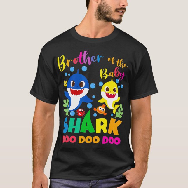 T-shirt Frère Du Bébé Requin Anniversaire Frère Requin _ (Devant)