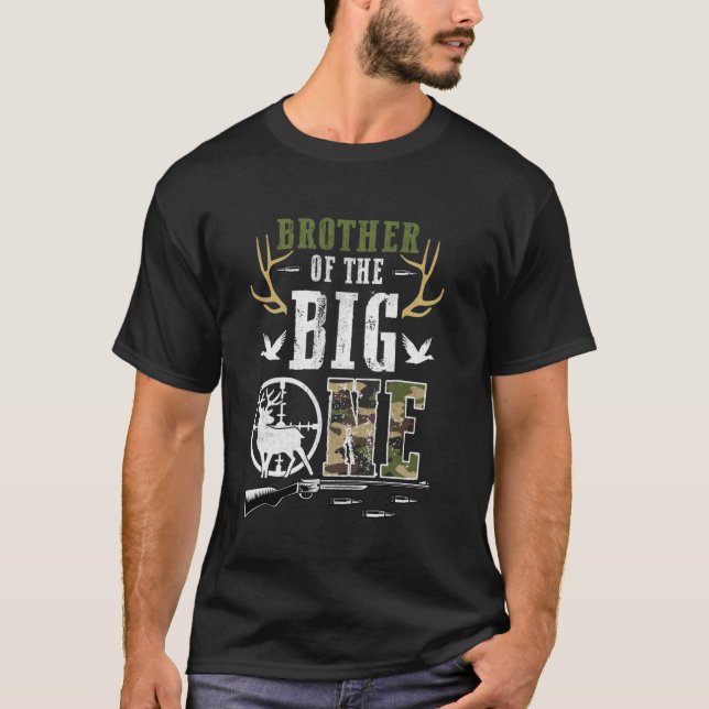 T-shirt Frère du Big One 1er Anniversaire Boy Deer Hunte (Devant)