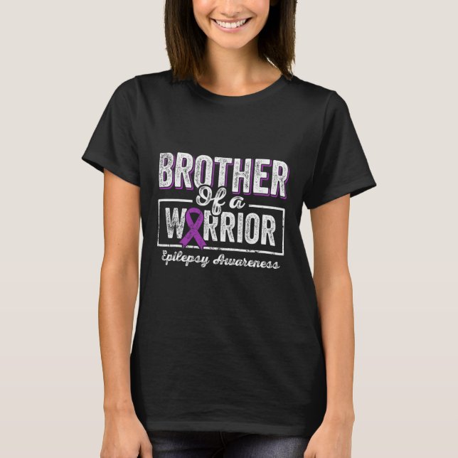 T-shirt Frère D'Un Guerrier Épilepsie Frère Ribbo Violet (Devant)